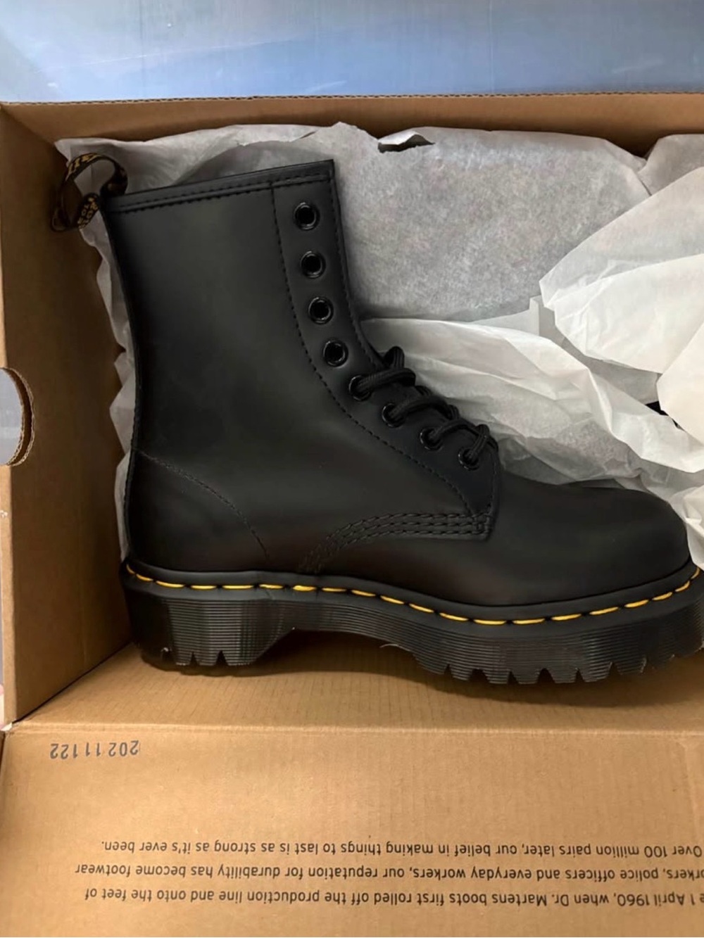 Dr. Martens Black Leather Lug-Soled Combat Boots
